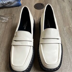 Cool Planet by Steve Madden Women's Ivory Loafer Flats Square Toe Comfort